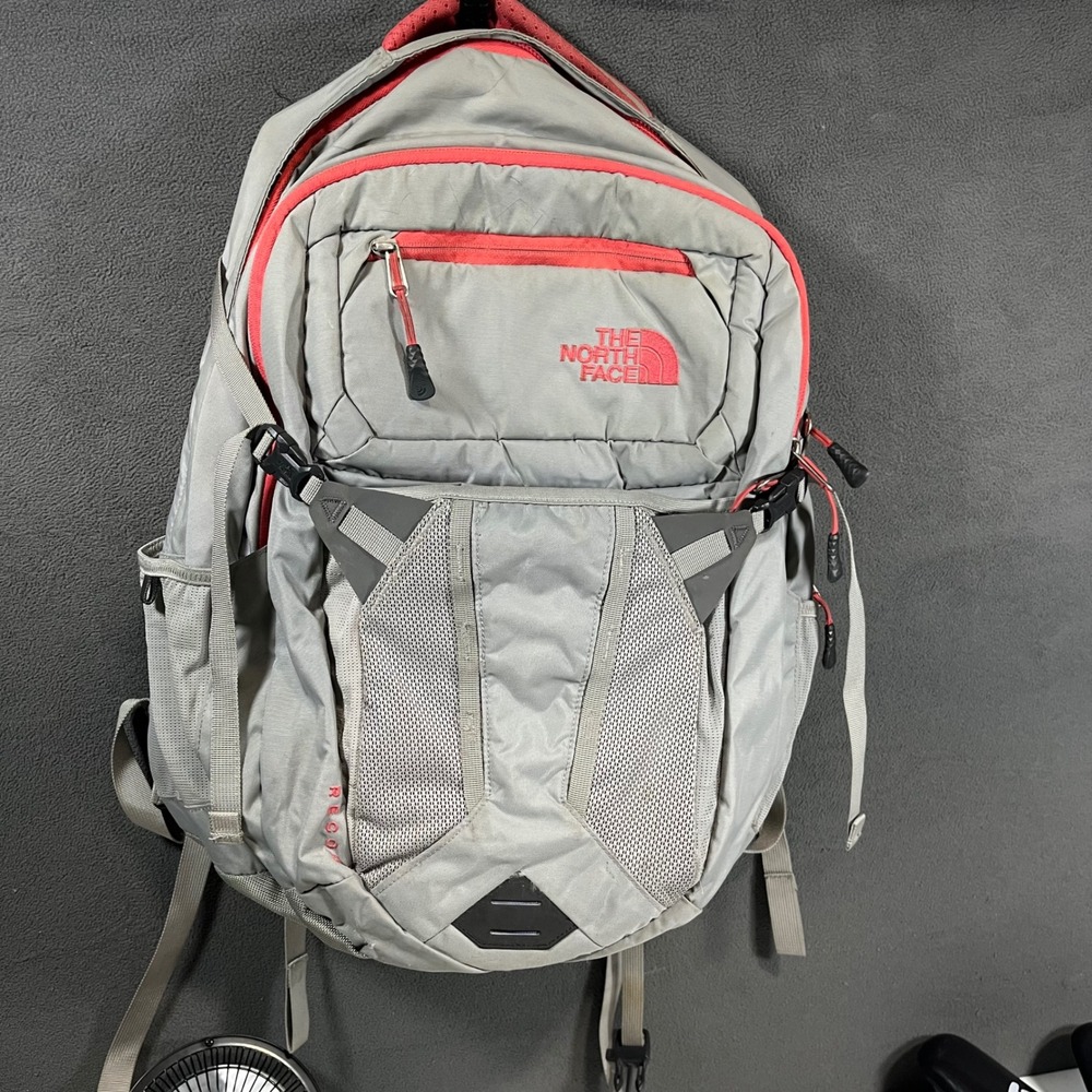 The North Face Recon Backpack Grey Coral Pink Laptop School Travel Bag
